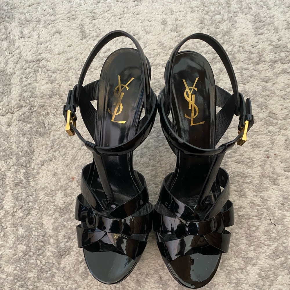 YSL Saint Laurent leather T-strap sandals